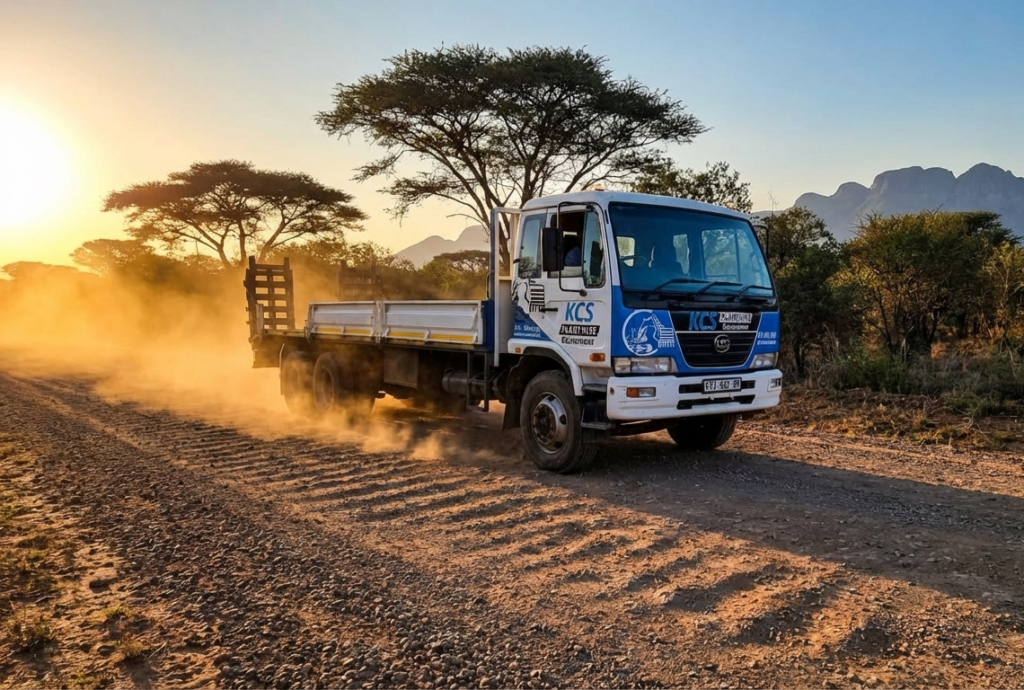 Construction truck on dirt road Mpumalanga